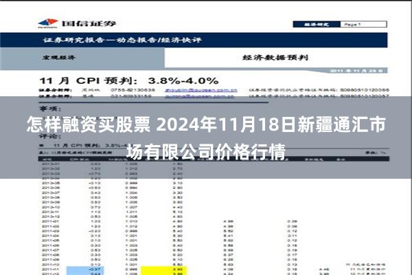 怎样融资买股票 2024年11月18日新疆通汇市场有限公司价格行情