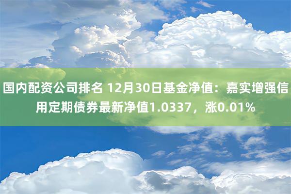 国内配资公司排名 12月30日基金净值：嘉实增强信用定期债券最新净值1.0337，涨0.01%