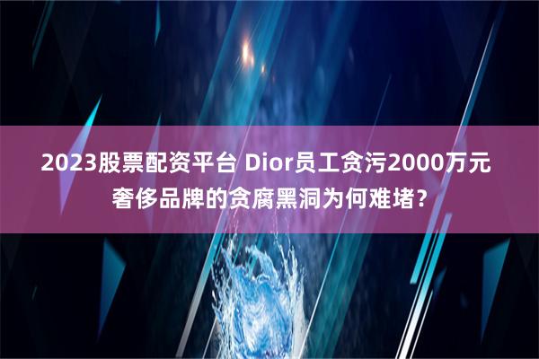 2023股票配资平台 Dior员工贪污2000万元 奢侈品牌的贪腐黑洞为何难堵？